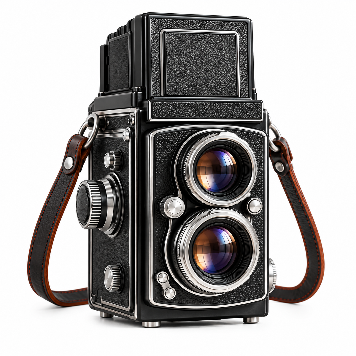 Classic Black Twin-Lens Camera — studio view