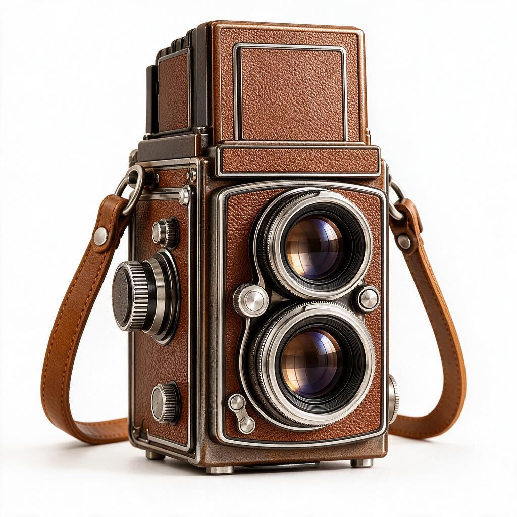 Classic Black Twin-Lens Camera — style reference