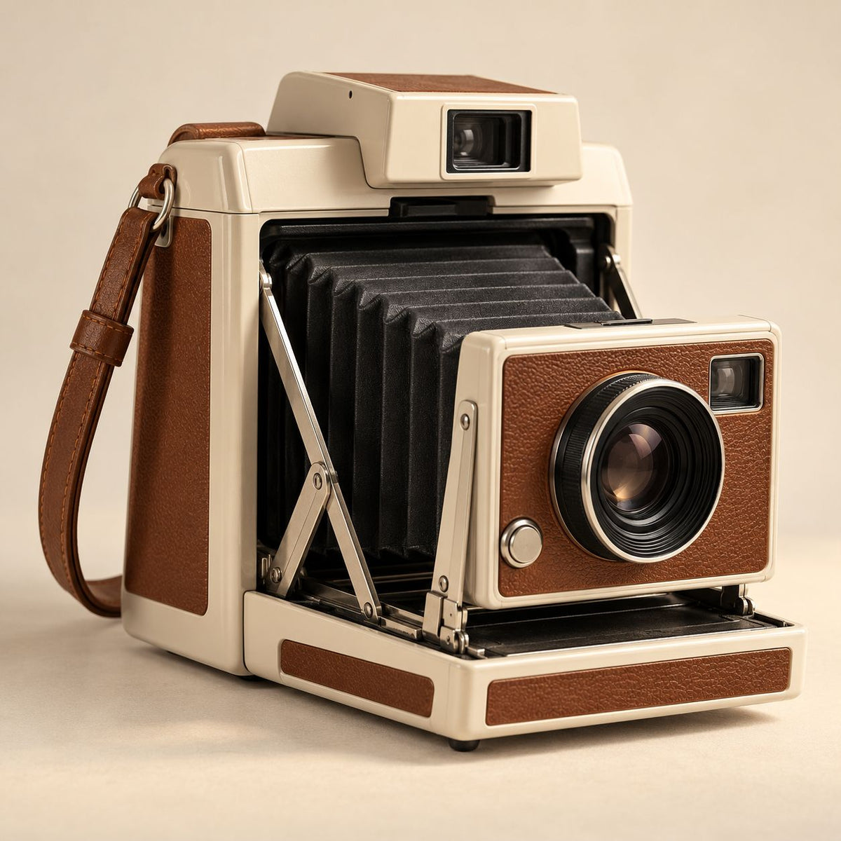 Ivory & Brown Folding-Style Camera — main view