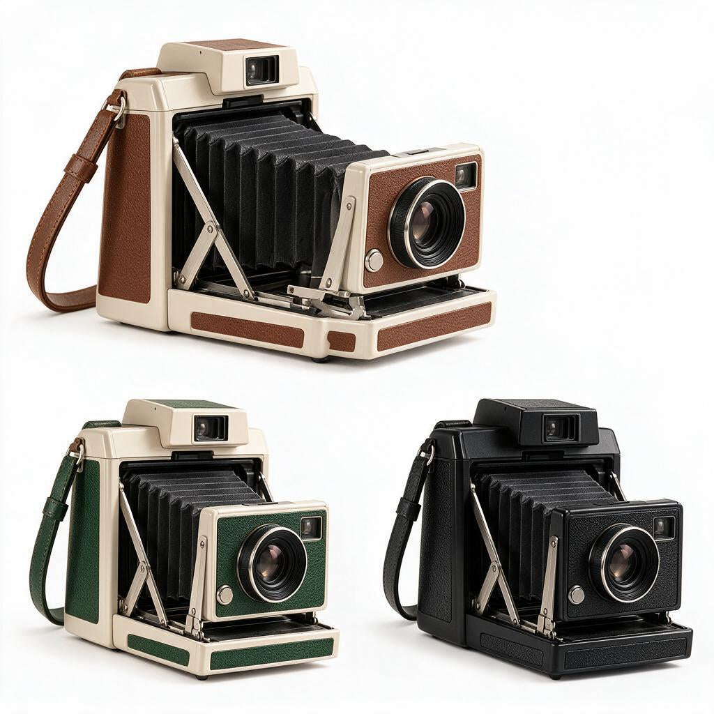 Ivory & Brown Folding-Style Camera — style reference