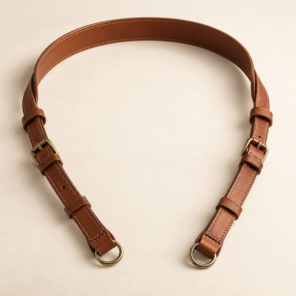 Cognac Leather-Look Camera Neck Strap — main view