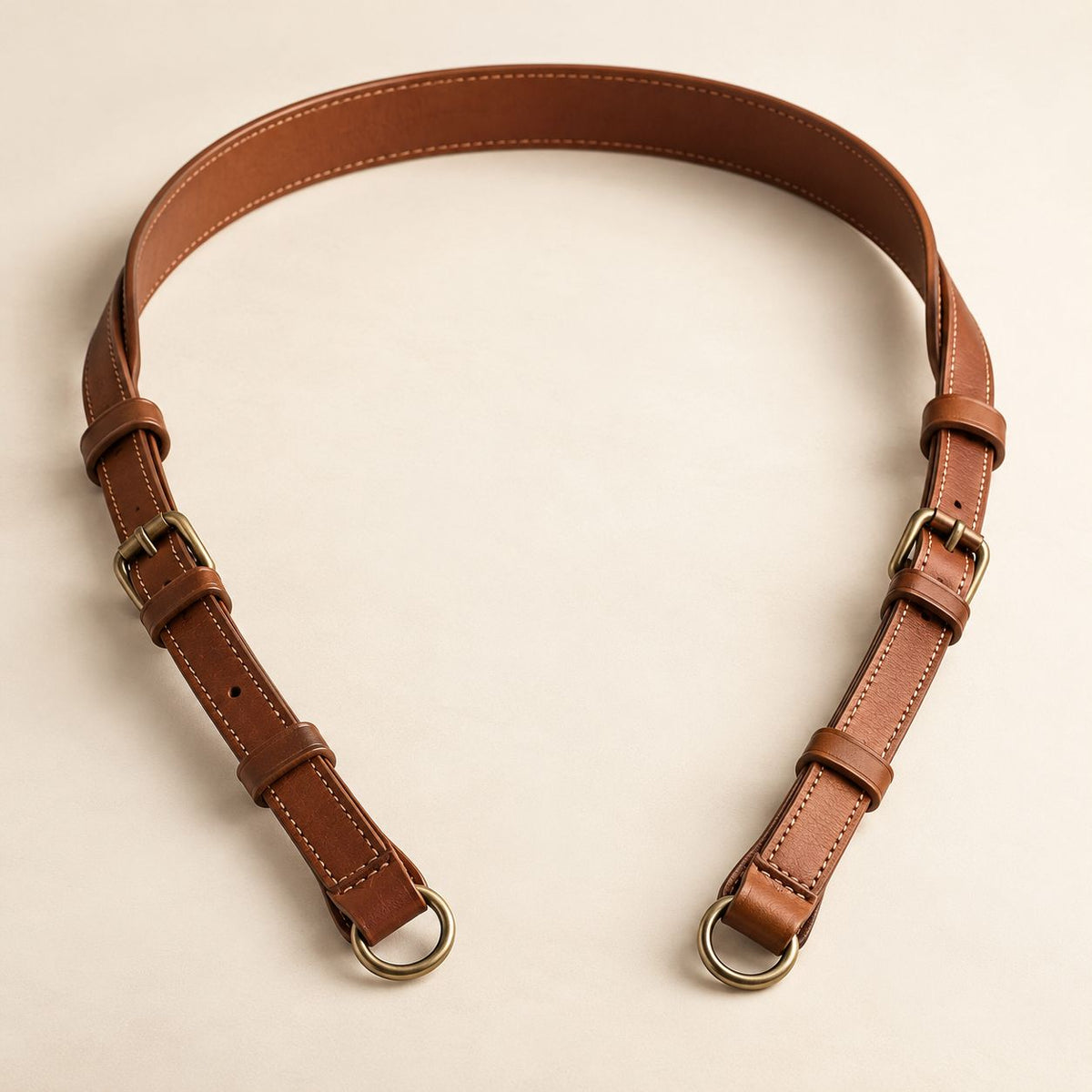 Cognac Leather-Look Camera Neck Strap — main view