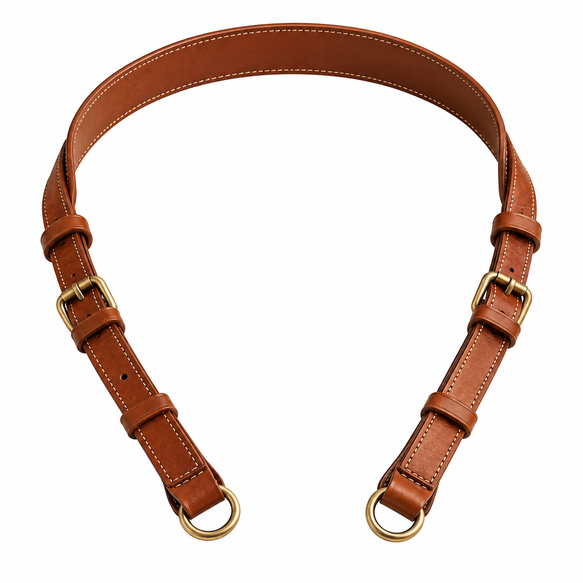 Cognac Leather-Look Camera Neck Strap — studio view