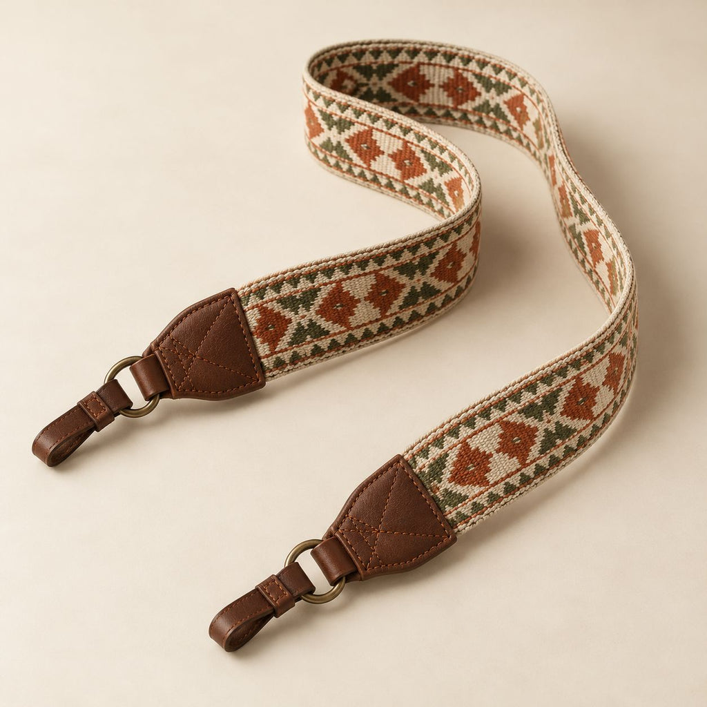 Rust & Olive Woven Camera Strap — main view