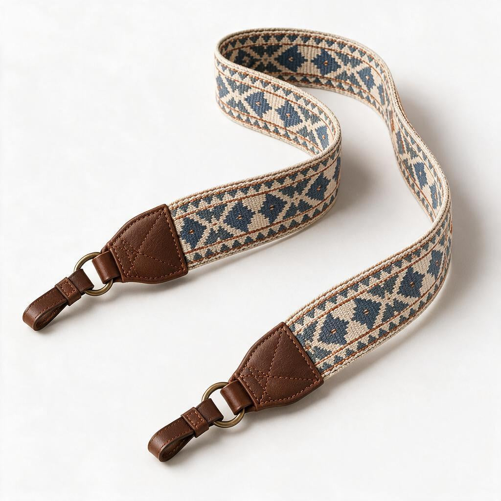 Rust & Olive Woven Camera Strap — style reference