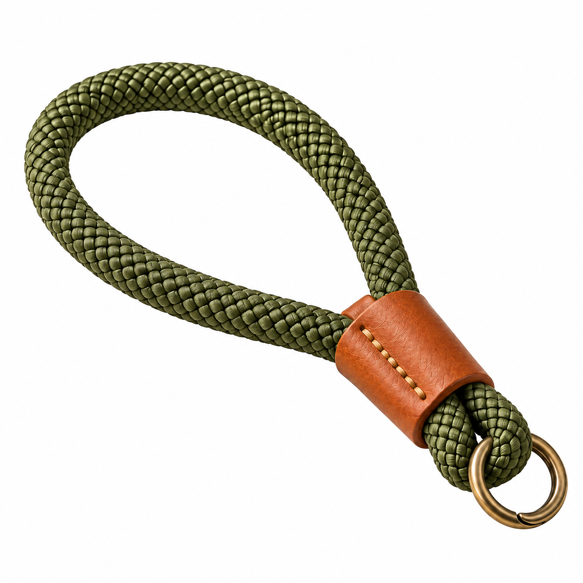 Olive Braided Camera Wrist Strap — studio view
